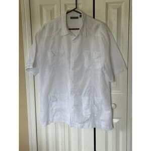 Cubavera Short Sleeve 4 Pocket Guyabera Shirt Linen Men's XL
